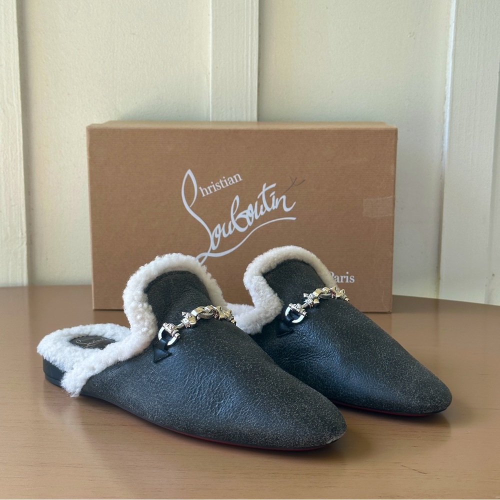 Christian Louboutin Woolito Swing Black Nappa Leather Mules